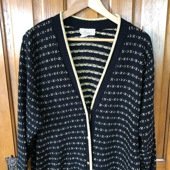 Vtg Gold  and Black Cardigan - Picture 3 of 13